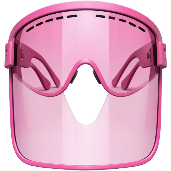 sporty pink shield visor sunglasses with thick frame and extended side shields, maximum coverage chunky design, massive build, one-piece wraparound lens emoji