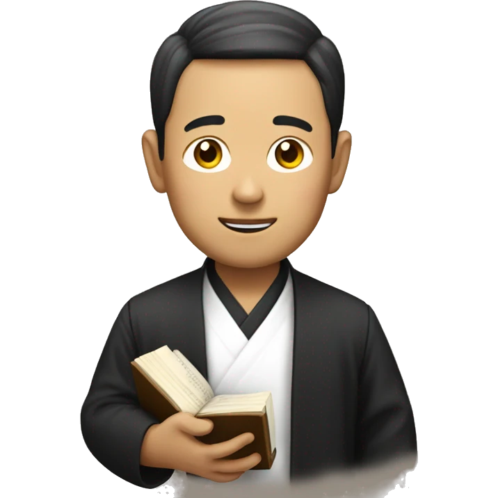 An asian preacher holding a bible emoji