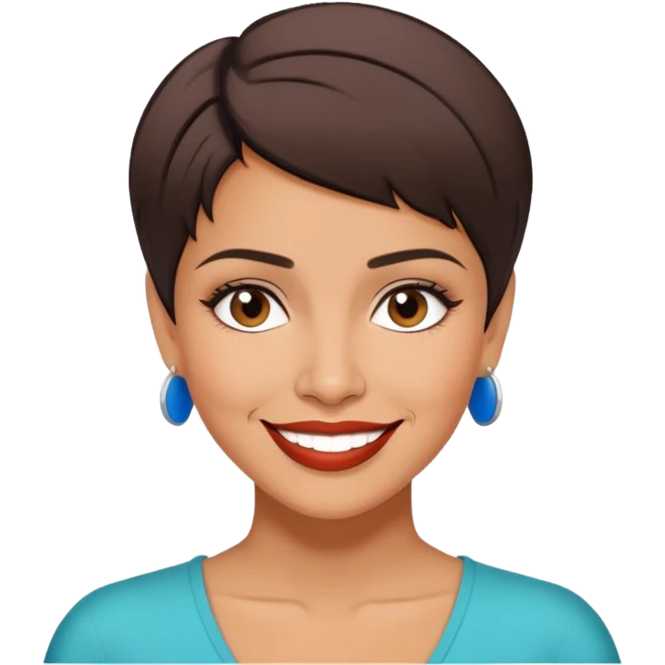 Marian Pabón, Puerto Rican actress with characteristic short hair, friendly smile, expressive face, Latina features emoji