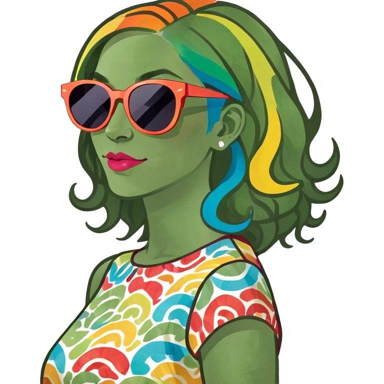 White woman with rainbow hair emoji