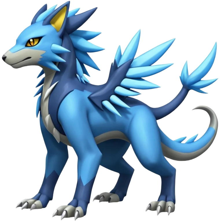 Palkia-Dialga-Zeraora-Manectric-Luxray-Fakémon-fusion-animal-creature, full body  emoji