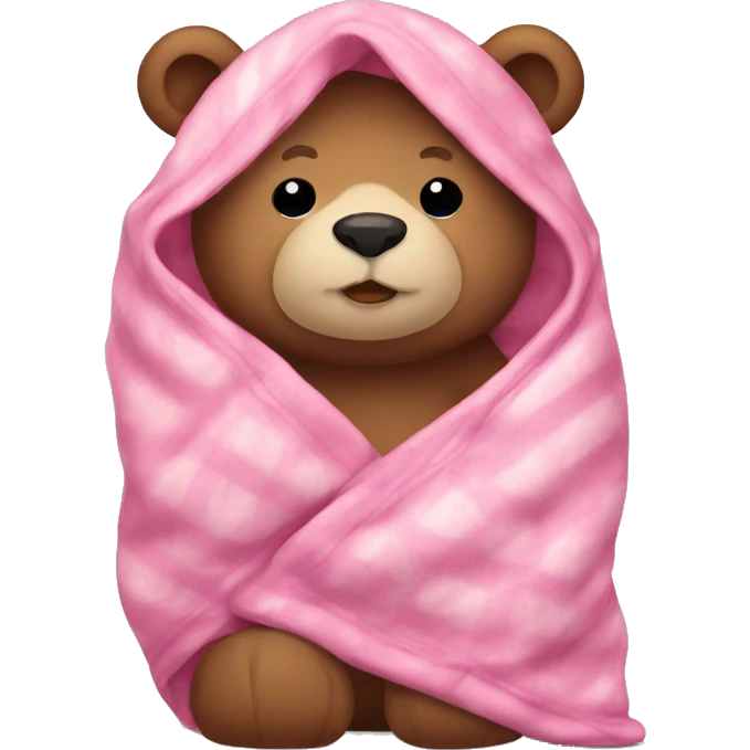 bear cozy in  pink blanket  emoji