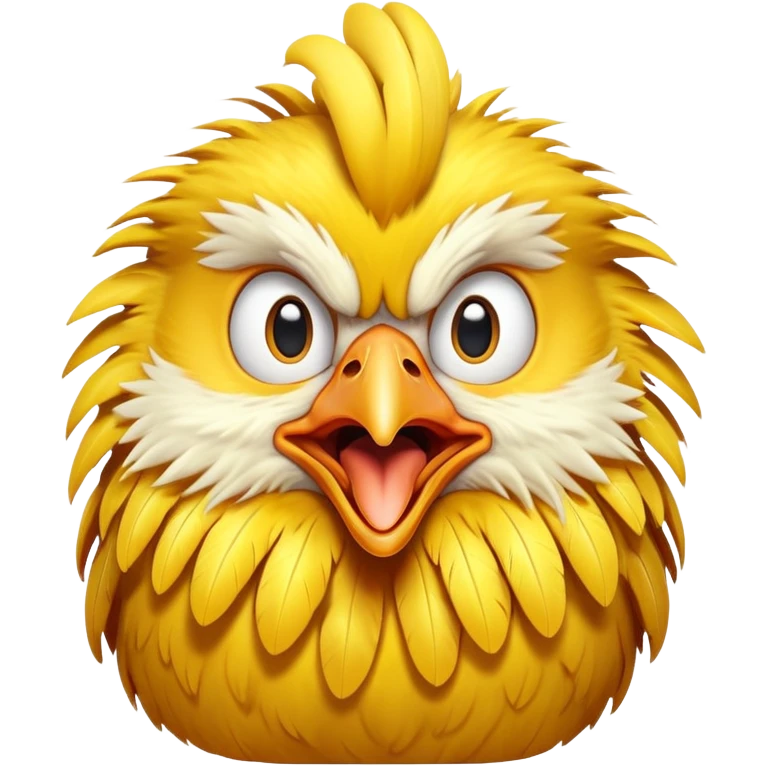 shouting yellow chicken with a funny expression emoji