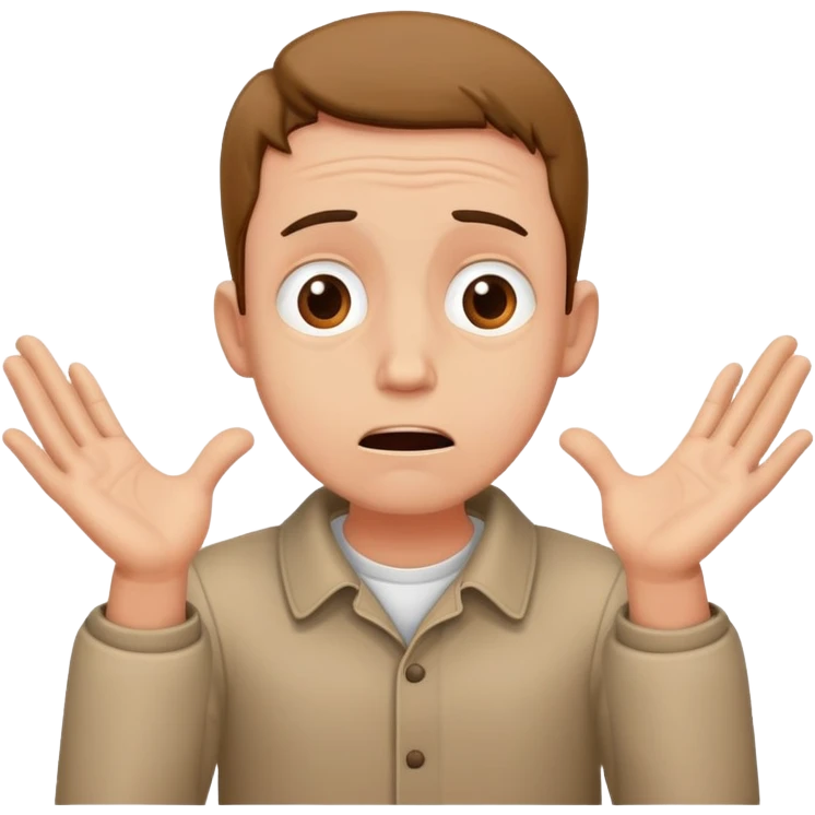 anxious man with hands outstretched in begging position with worried fearful expression emoji