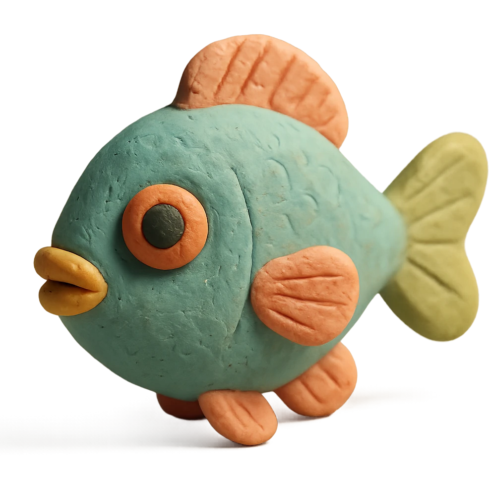 fish in claymation style, matte plasticine, pastel colors emoji