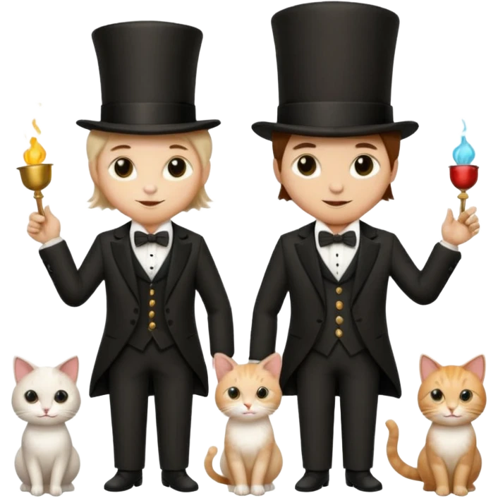 magician couple and their pet cat emoji