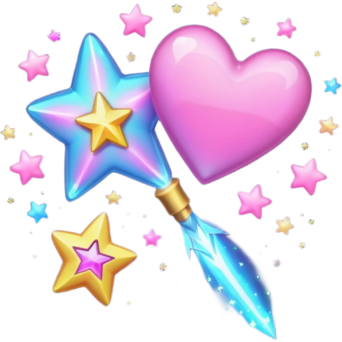 wand with a shooting star pink heart like the heart is the shooting star emoji emoji