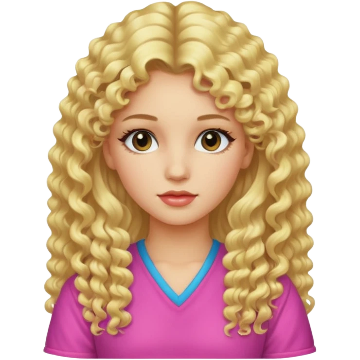 80s girl, long blonde permed hair, 80s clothing emoji