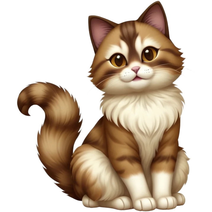 cinematic-[showshoe cat]-realistic-full-body-sitting-emoji,-tail-curled-playfully-around-its-paws,-head-tilted-dramatically,-fluffy-[brown mask white light brown back]-fur,-simplified-yet-realistic-focused-features,-highly-detailed,-glowing-with-an-almost-sarcastic-glow emoji