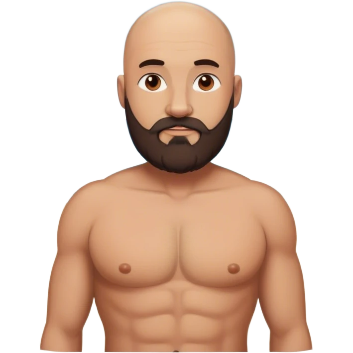 bald heavyset white man with dark brown beard beach shirtless intimate sfw emoji