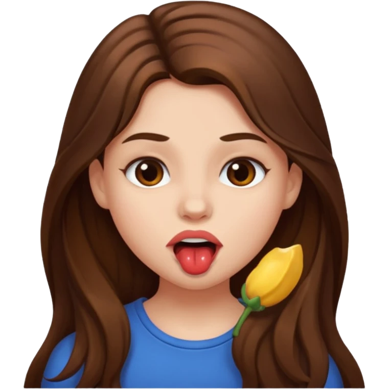 girl with long brown hair biting lip emoji