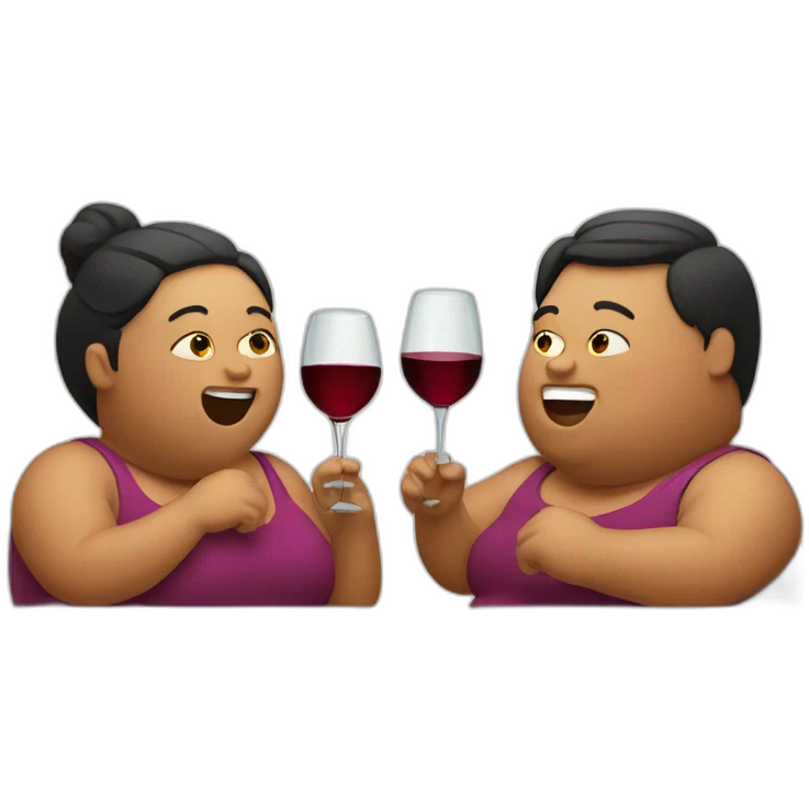 overweight couple drinking wine emoji