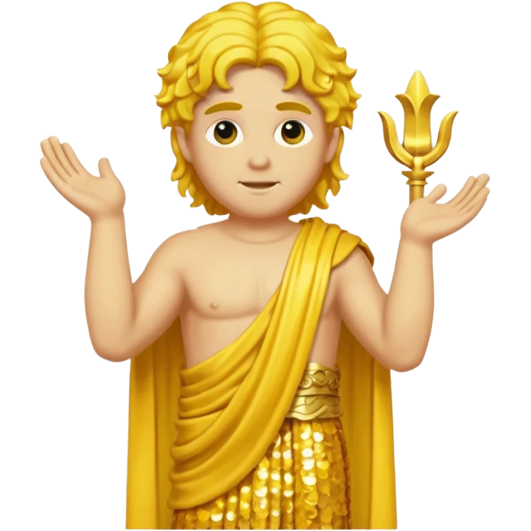 Apollo from Roman Deities with long yellow wavy hair, yellow sequin toga emoji