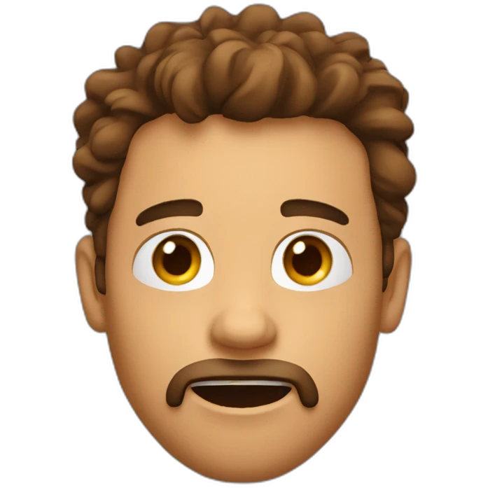 Amazed person, tanned guy, brown shaggy hair, goatee, pierced nose emoji