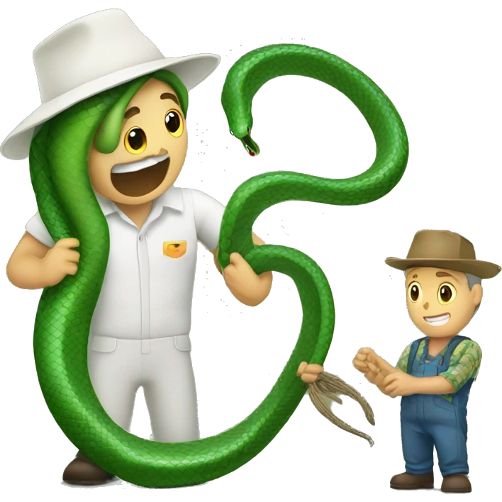 green cobra Snake bite a farmer  emoji