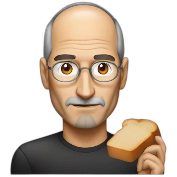 steve jobs with glass and bread emoji