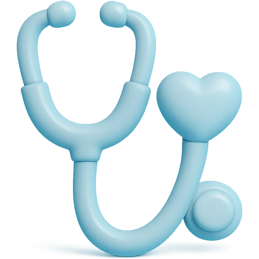 light blue stethoscope, heart-shaped chestpiece emoji