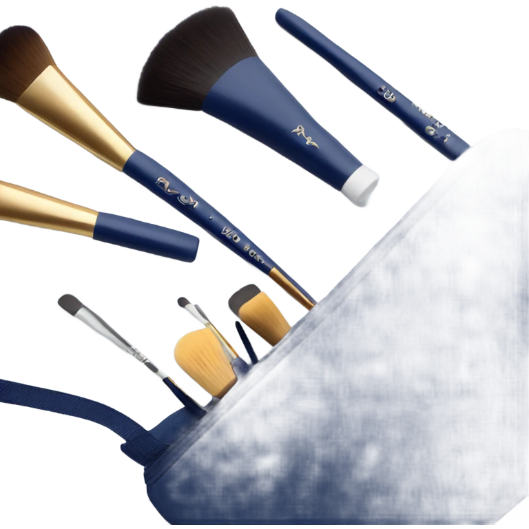 A Makeup bag with Brushes in the color navy blue emoji