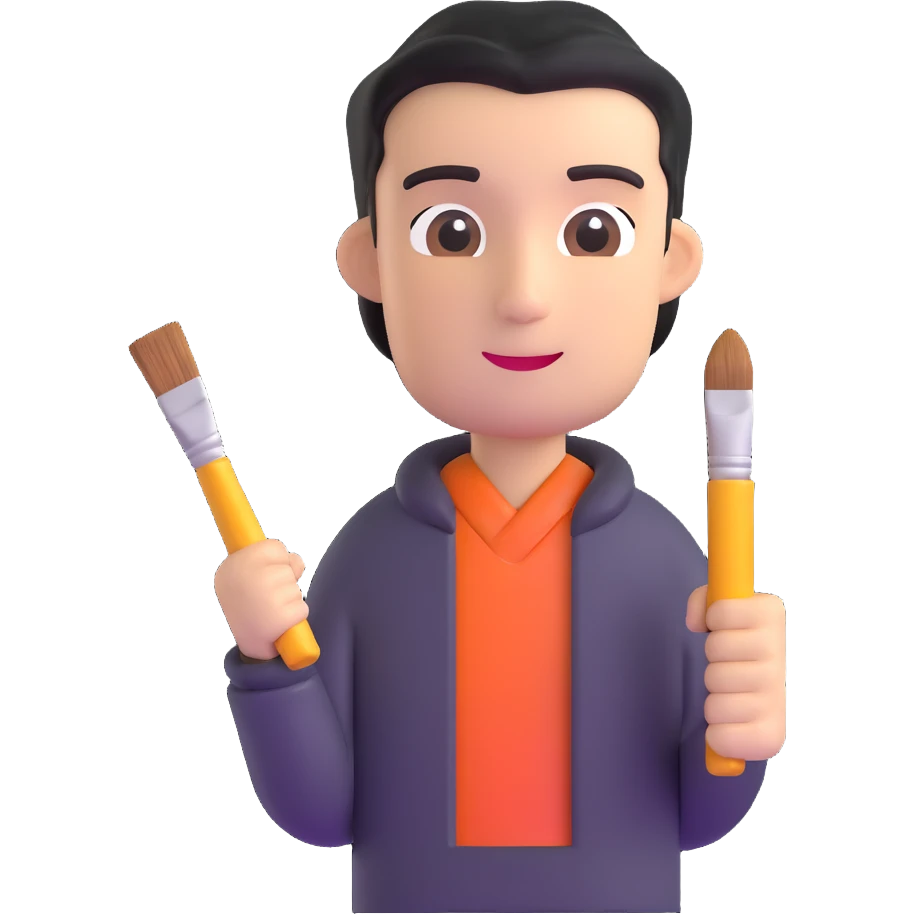artist character holding a paintbrush emoji