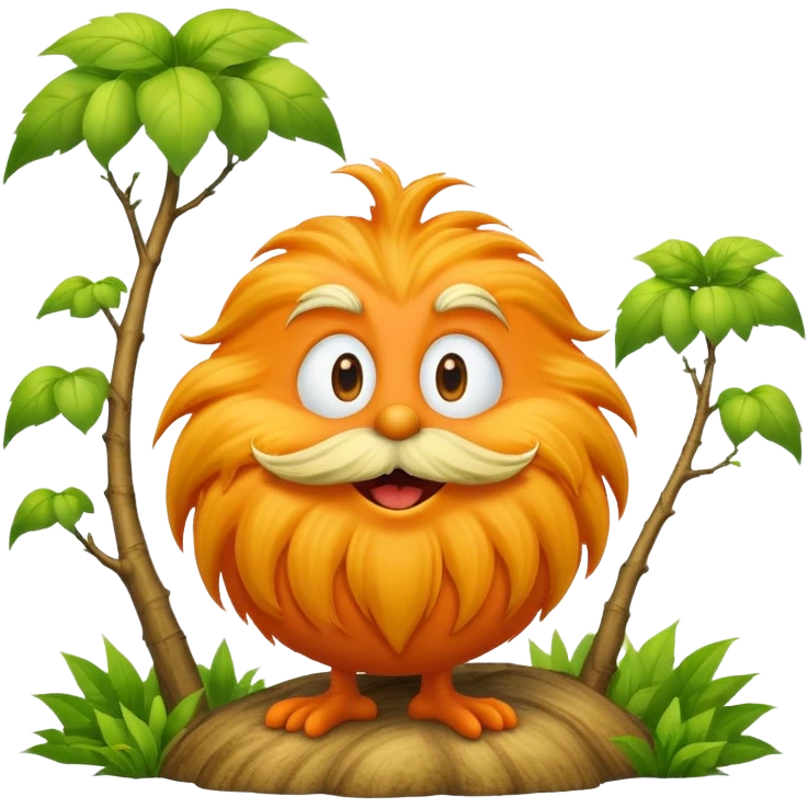orange lorax character with yellow mustache who speaks for the trees emoji