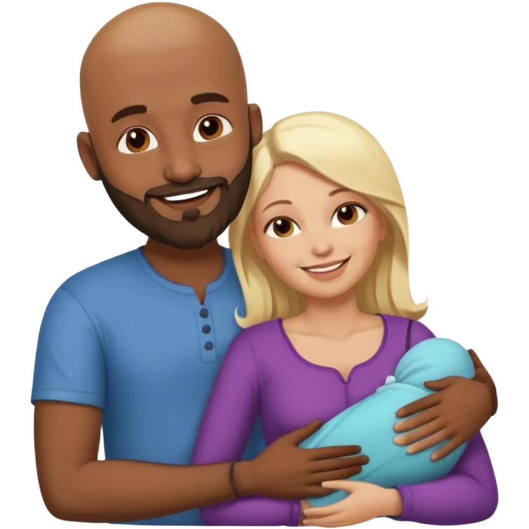 Naked bald Indian man with a beard spooning naked blonde woman emoji