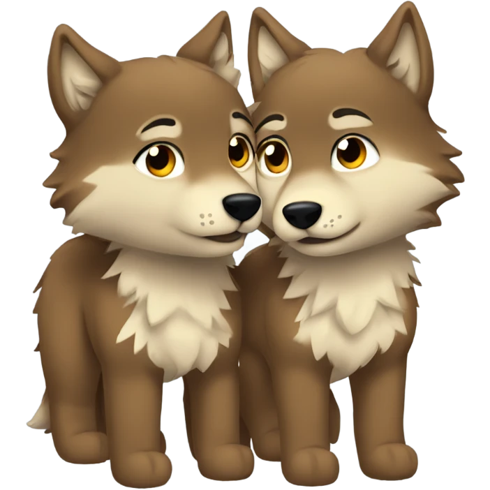 Brown and blonde  wolfs in love  emoji