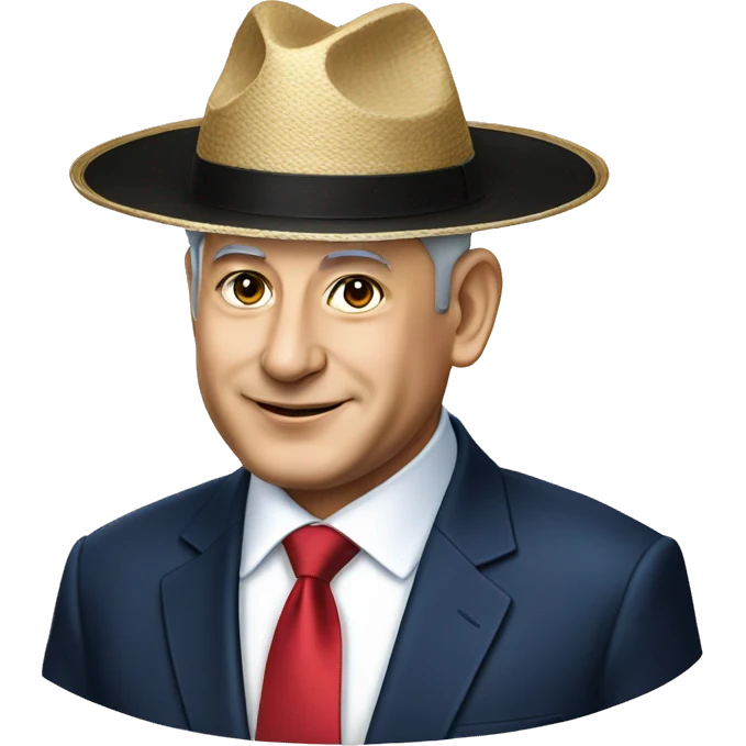 Netanyahu wearing a traditional Korean hat emoji