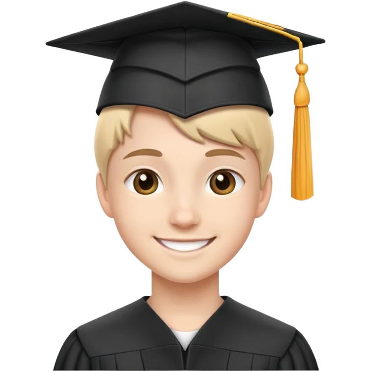 teen wearing graduation cap, smiling emoji