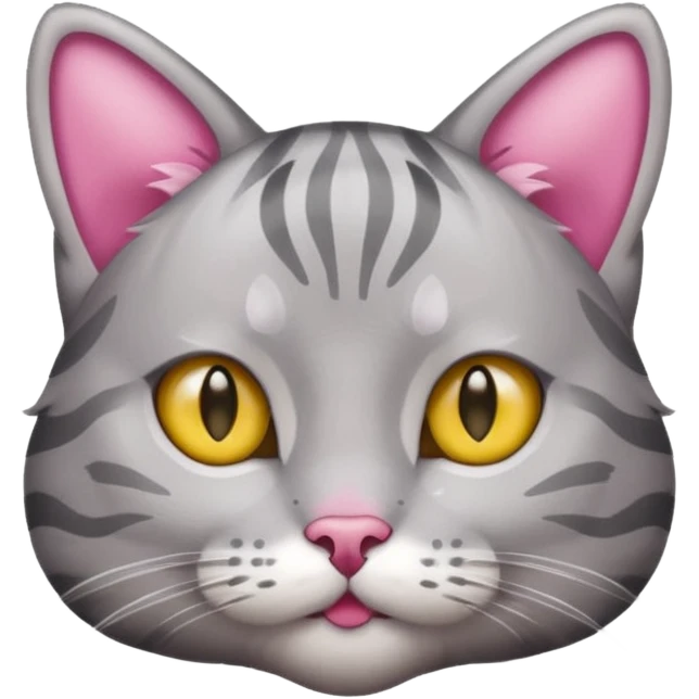grey tabby cat: pink ears fur emoji