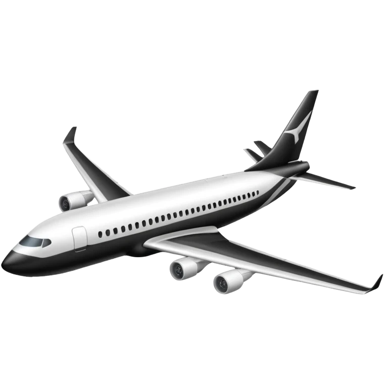 A commercial airplane side on that is black and white emoji
