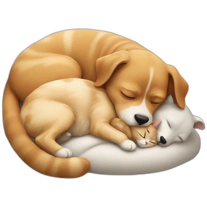 Cat and dog sleeping  emoji