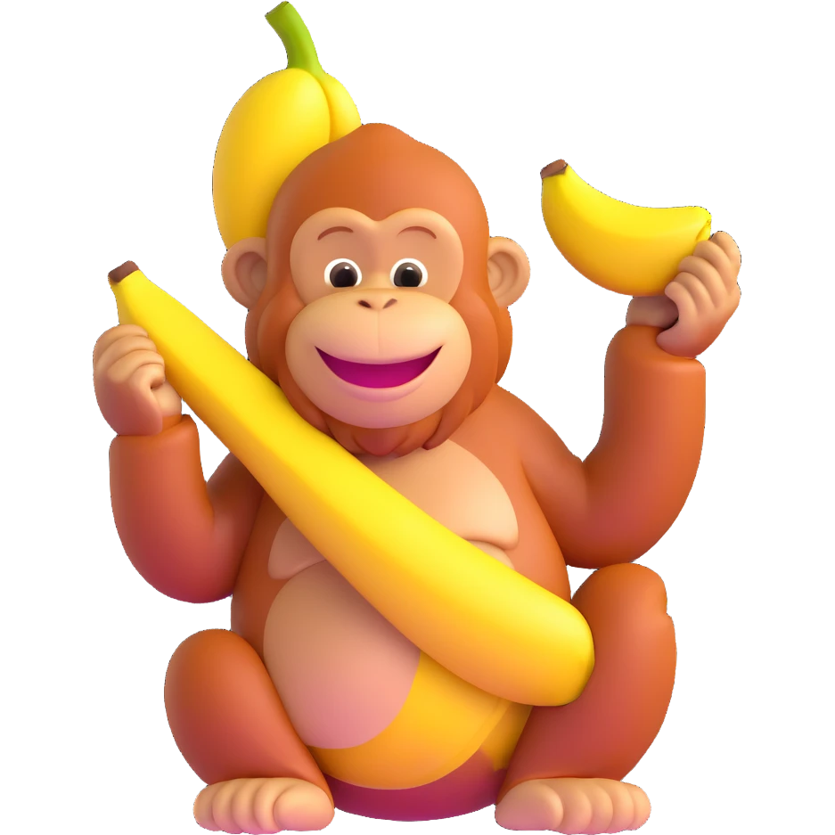 orangutan with banana, smiling emoji