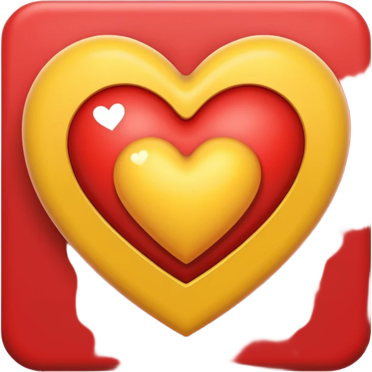 قلب اصفر ف احمر  emoji