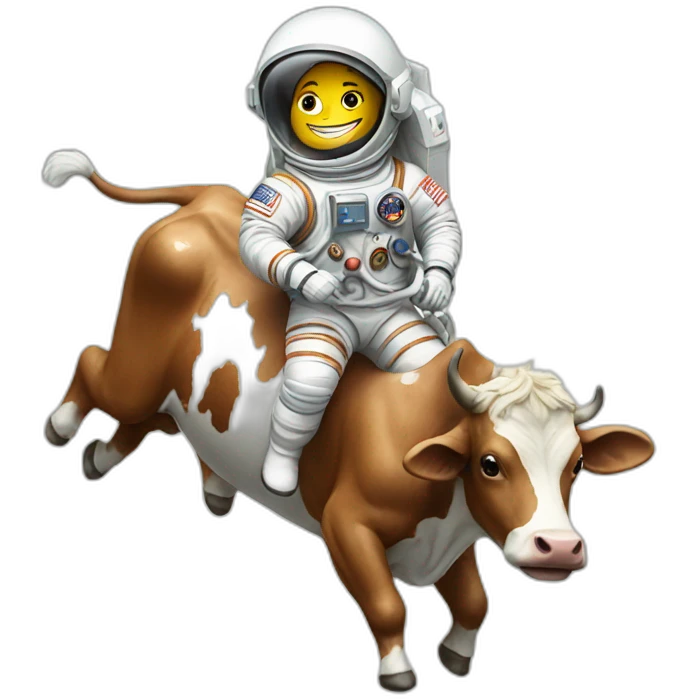 astronaut riding on cow emoji