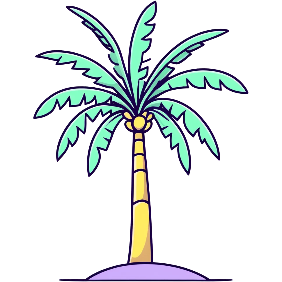 palm tree with pastel yellow trunk and pastel lavender leaves emoji