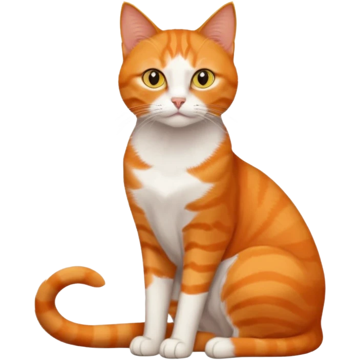 full body solid orange domestic shorthair slim cat with yellow/orange eyes sitting emoji