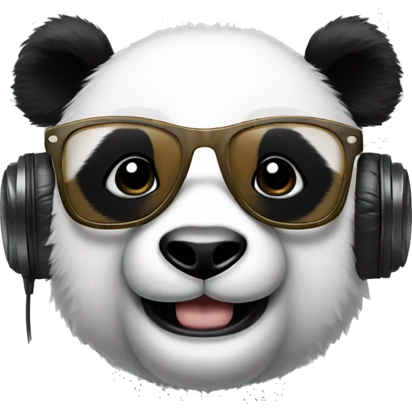 Panda with headphones and cool eyeglases emoji
