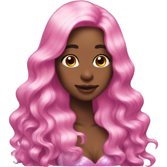 Iridescent mermaid long hair pink emoji