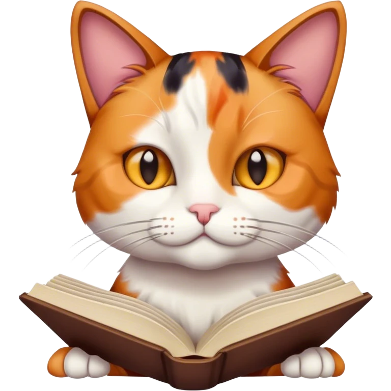 Cat reading book emoji