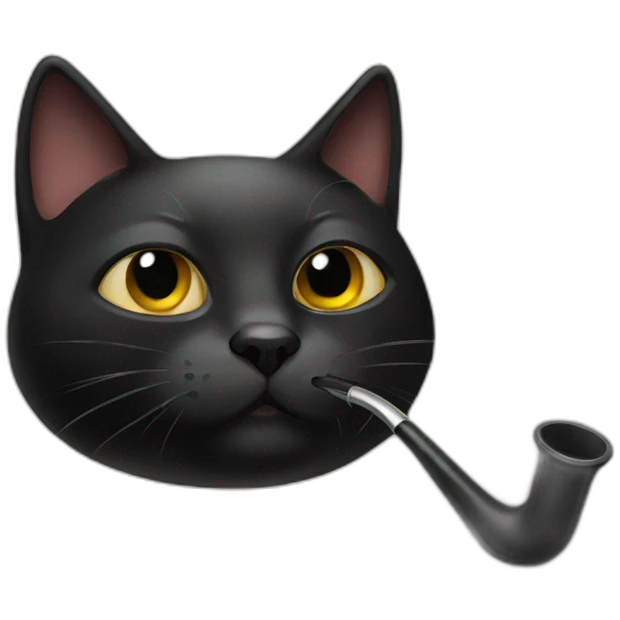 black cat with a pipe emoji