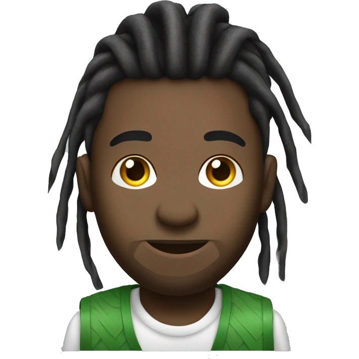 Black man with dreads in ponytail mowing  lawn emoji