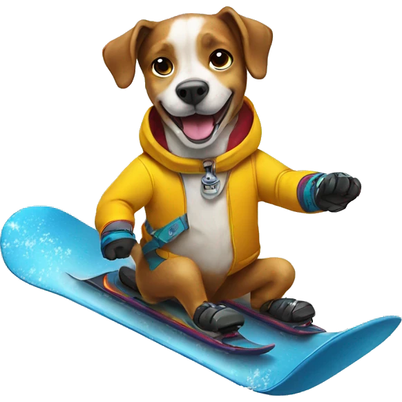 Dog snowboarding emoji