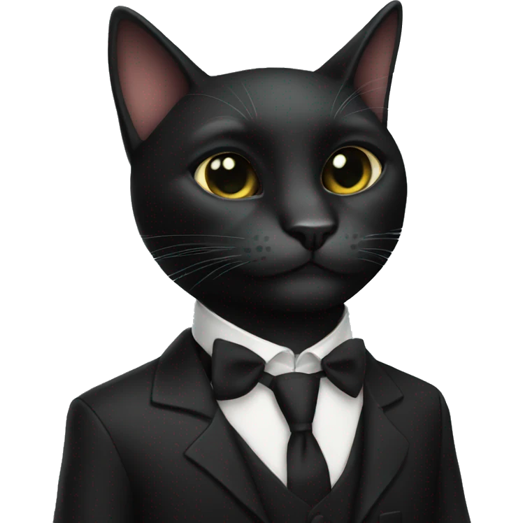 the cool black cat in a black  formal cassic suit emoji