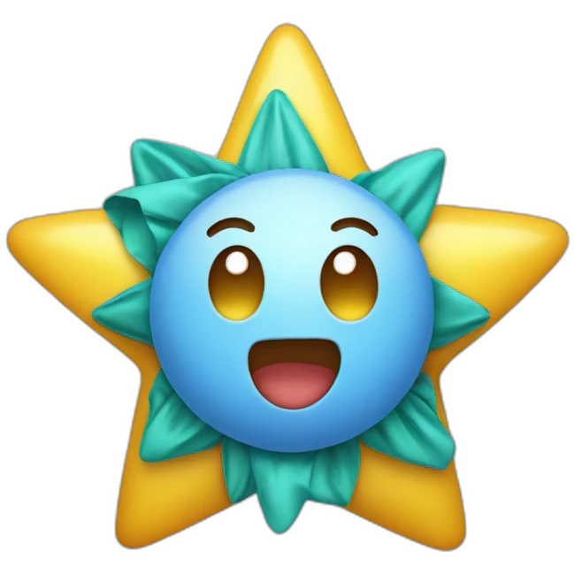 Star with a frienly smile and a bow emoji