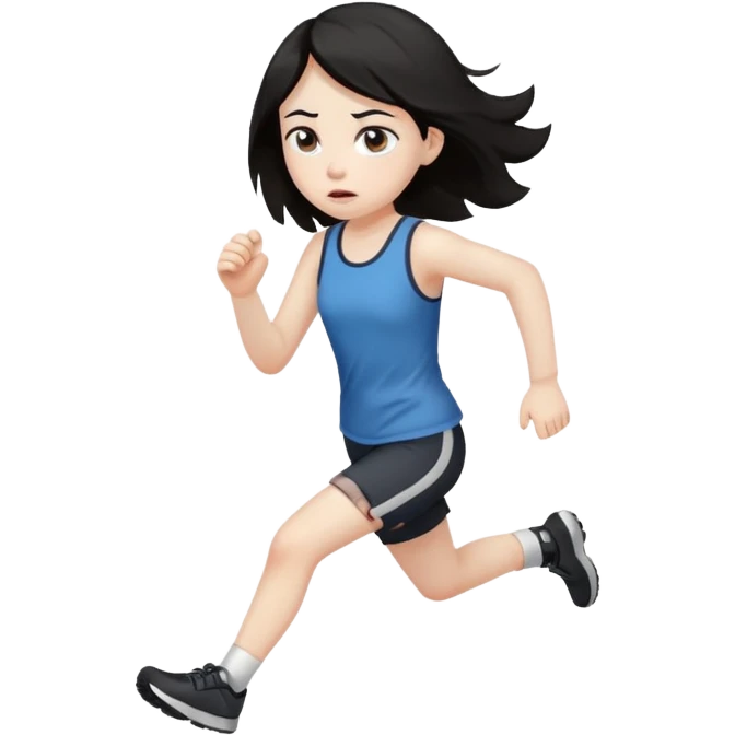 Sad fat girl running dark hair emoji