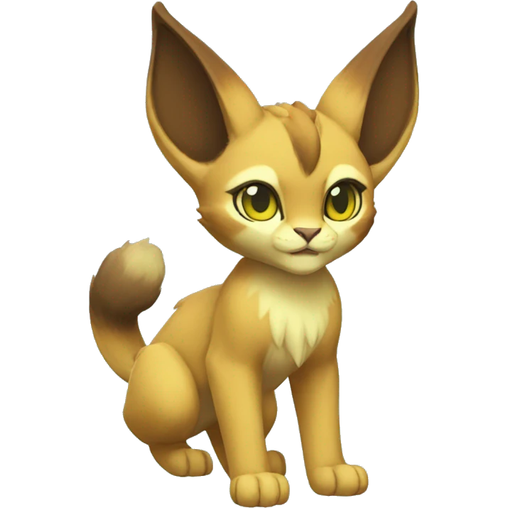 Grass-type Fakémon-Caracal-Leafeon full body emoji