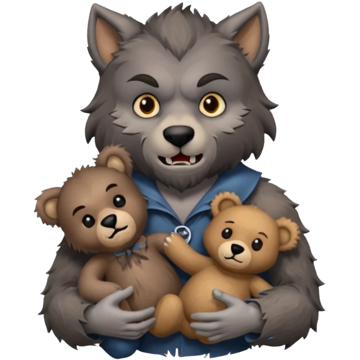 Werewolf with teddy bear toy  emoji