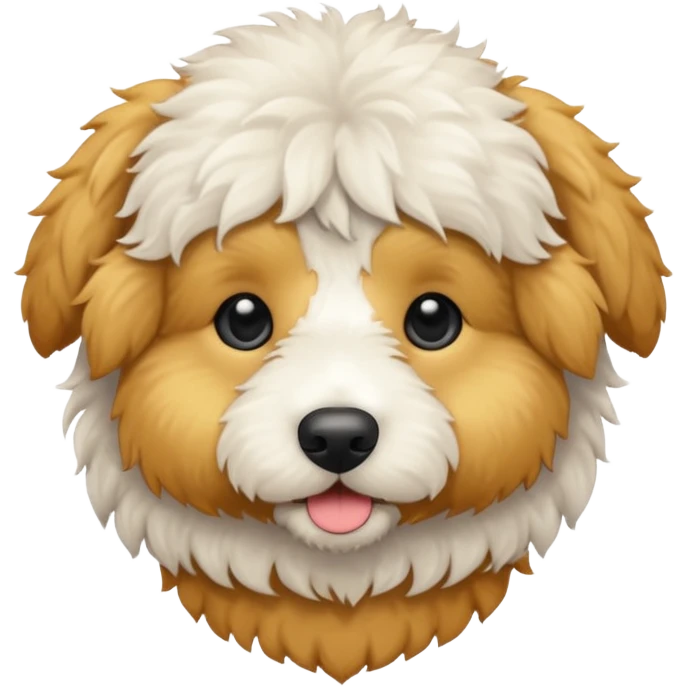 Can you make me an emoji of a white mini golden-doodle no brown in his fur with black eyes? emoji