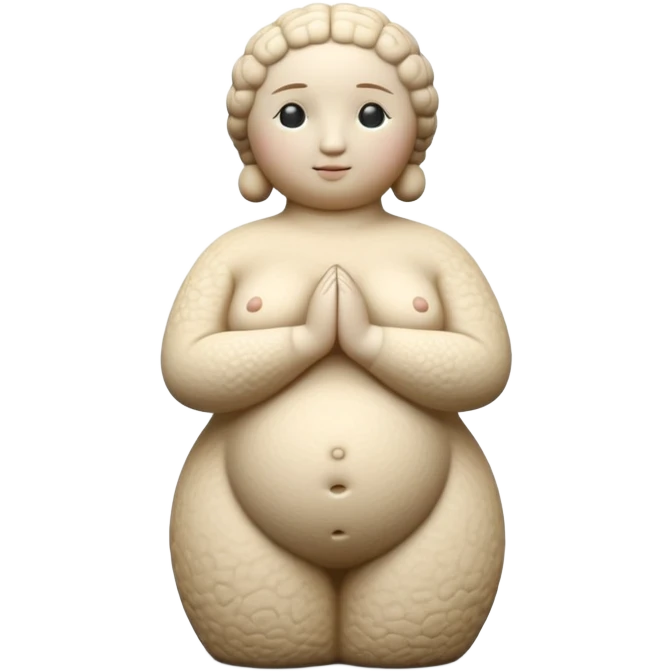 Venus of Willendorf prehistoric limestone figurine, rotund female figure with detailed rounded body emoji