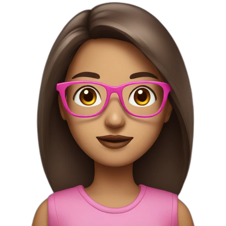 brunette girl with pink glasses emoji